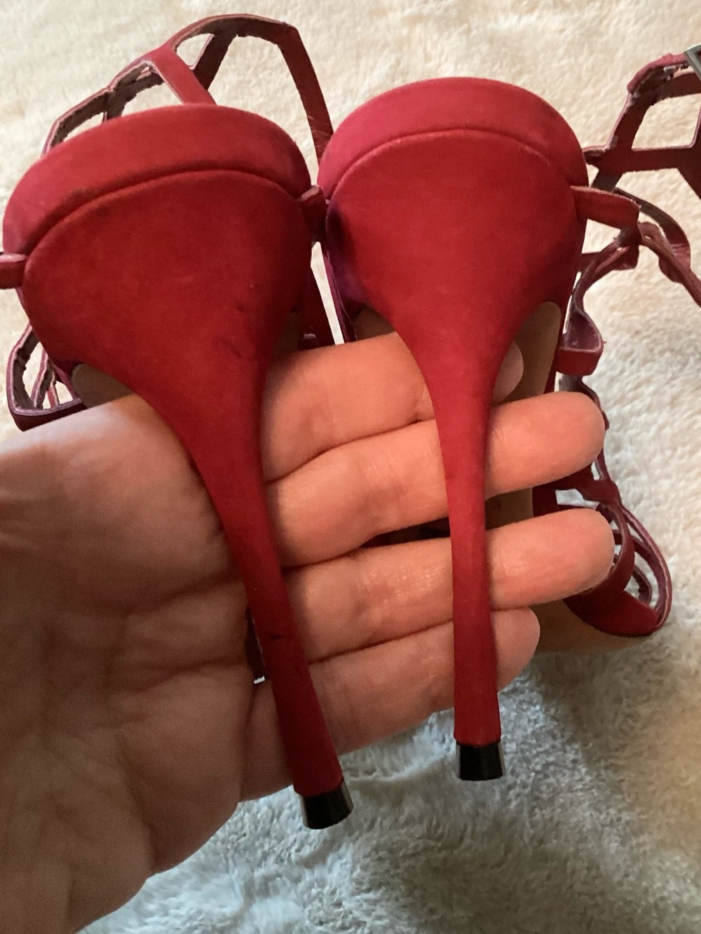 SCHUTZ Juliana Burgundy Strappy Cage Heeled Stiletto Sandals - Size EU39 - Picture 5 of 8